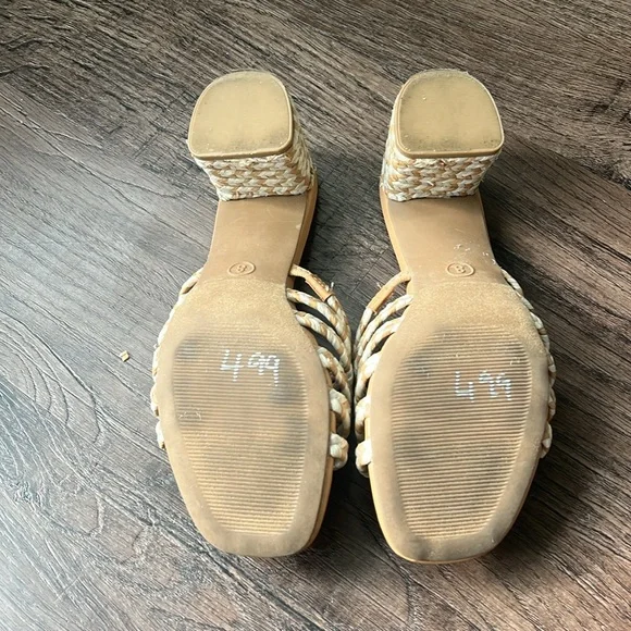 universal threads Women's Braided Tan heeled Sandals - Picture 3 of 6